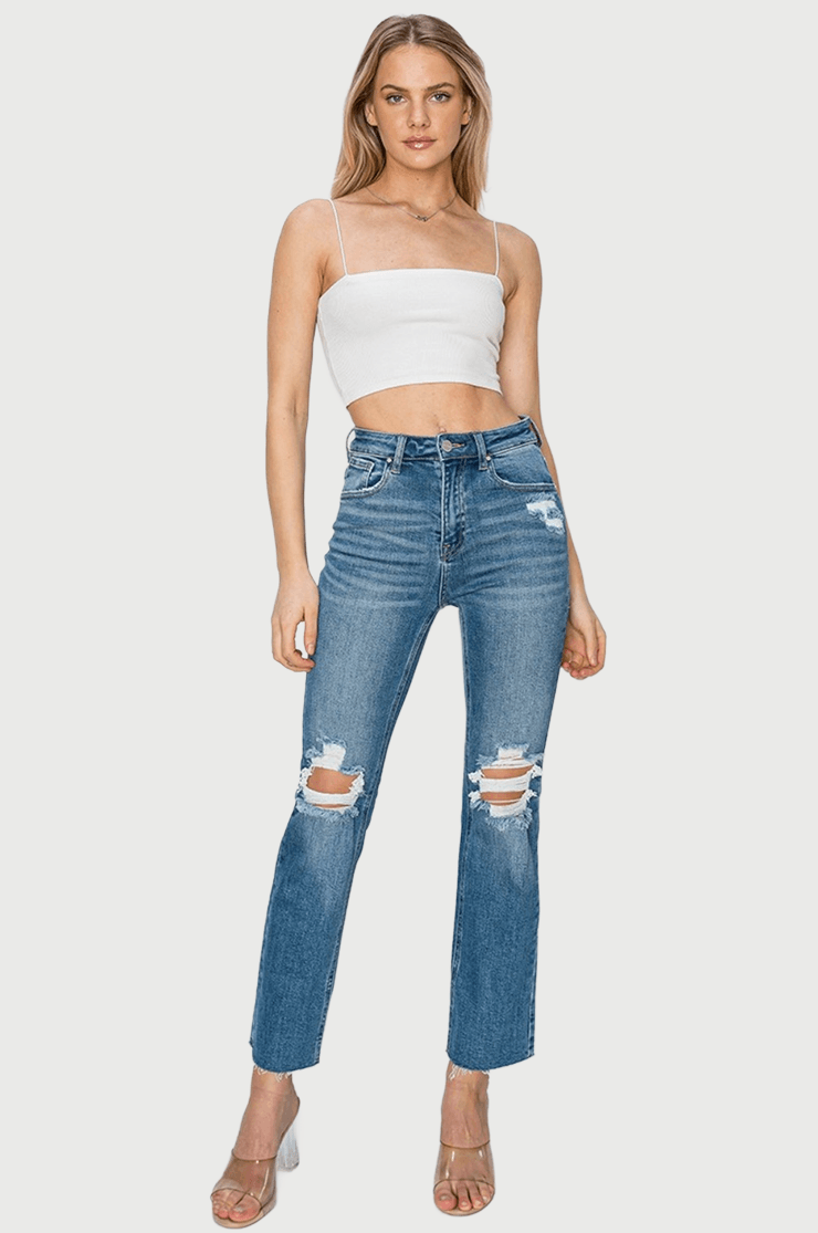 High Rise Straight Jeans - CELIA MODA
