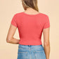 Short Sleeve V-neck Crop Top - CELIA MODA